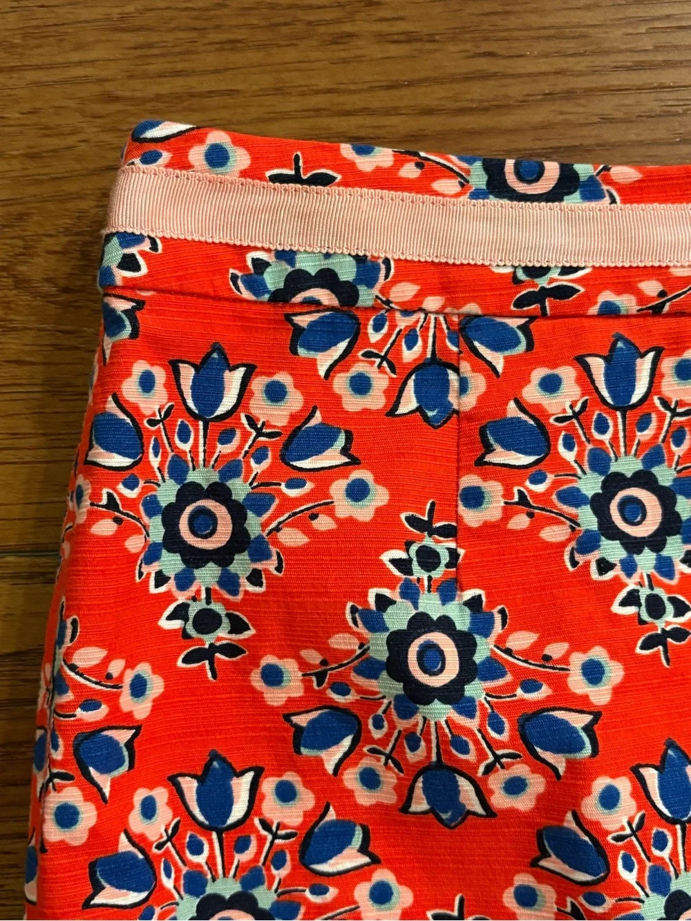 Boden Women’s Size 4 Pencil Skirt Red Blue Pink Floral Print UK 8